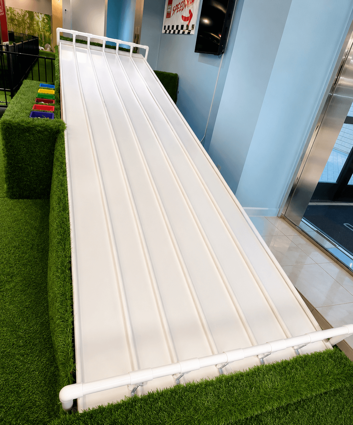 Lego race track play area at Imagine City